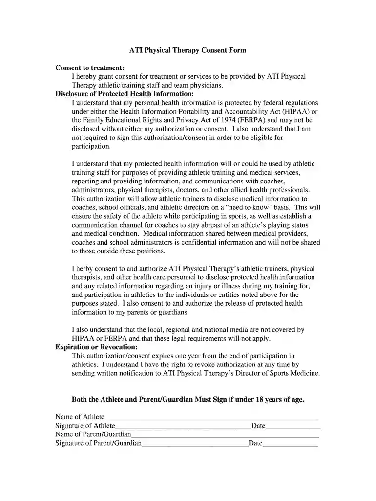 physical therapy consent to treat form Preview on Page 1