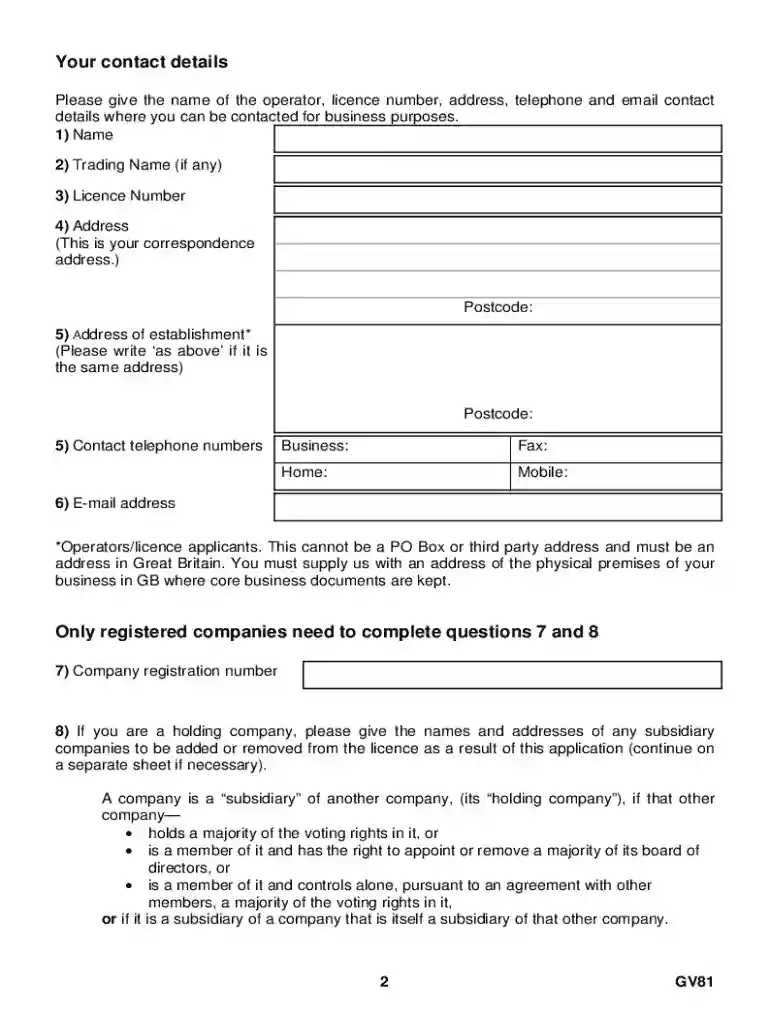 gv81 form Preview on Page 1