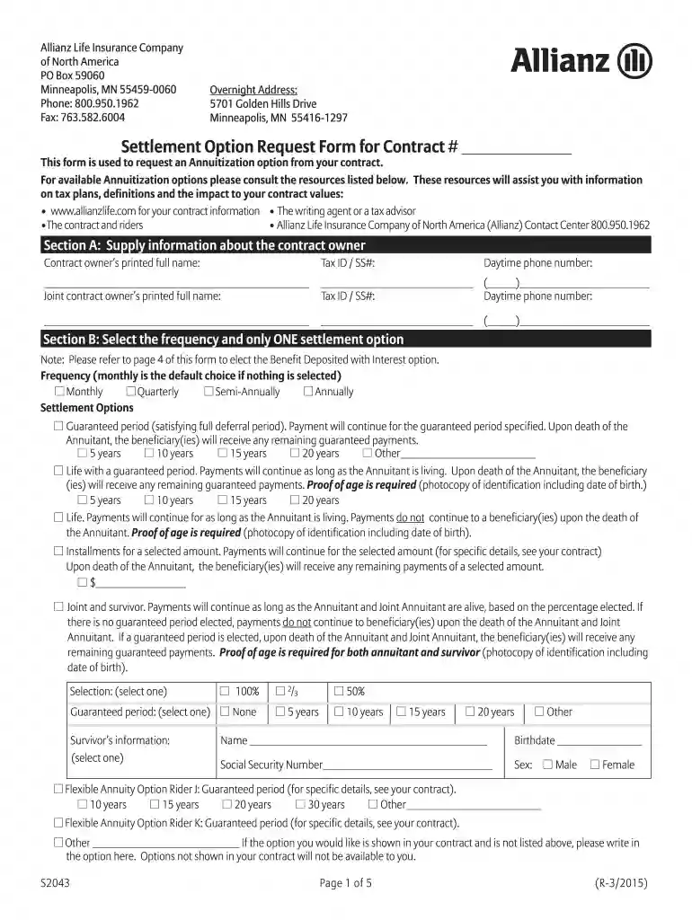 allianz continued monthly residence form Preview on Page 1