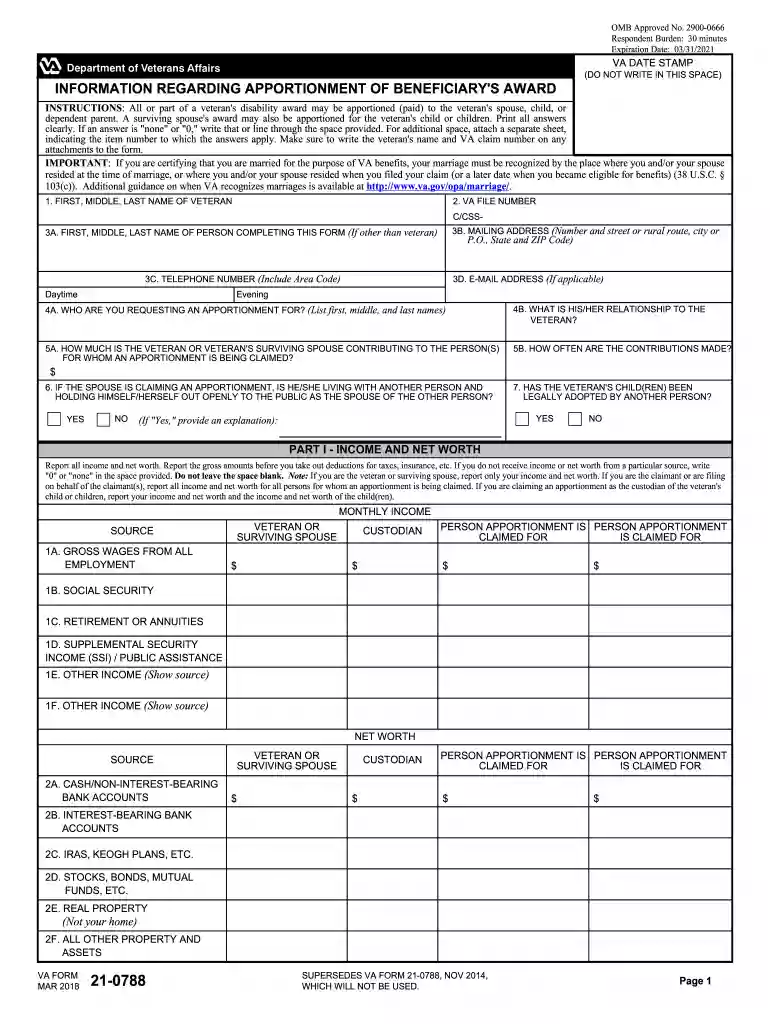 va form 21 0788 pdf Preview on Page 1
