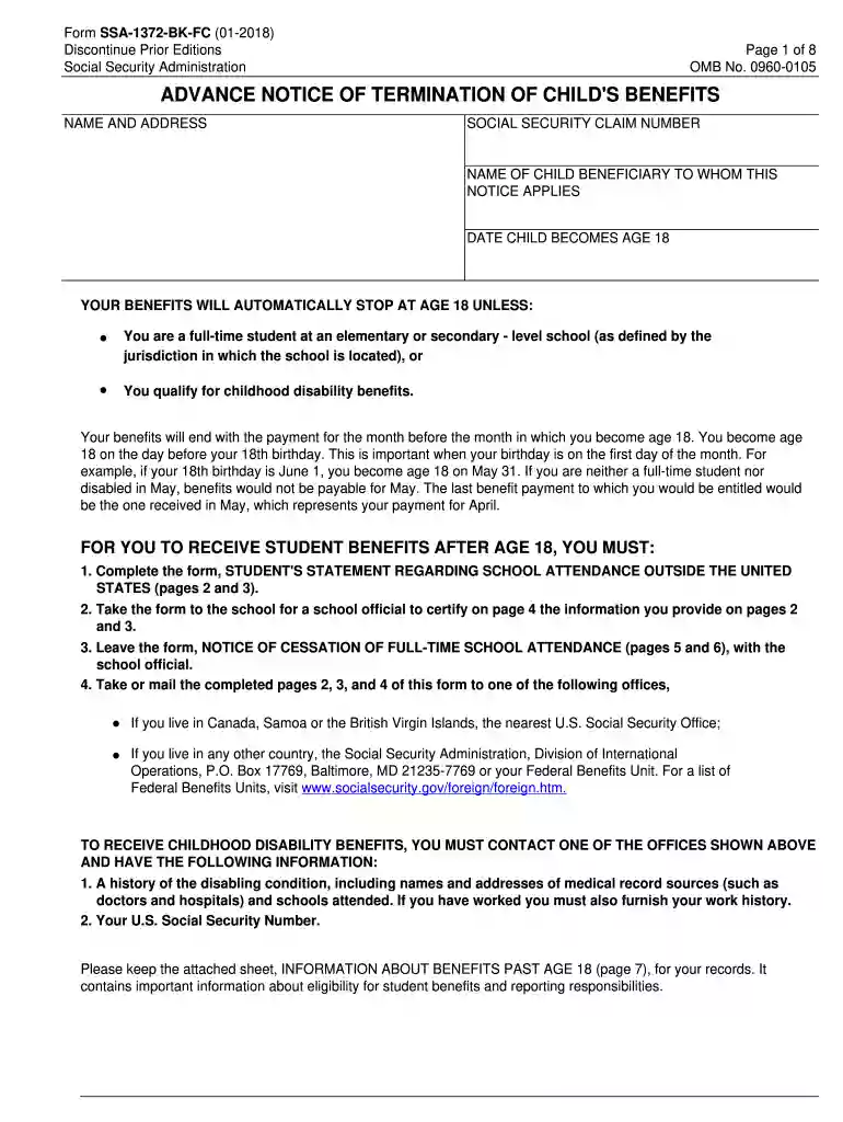 ssa 1372 form download Preview on Page 1