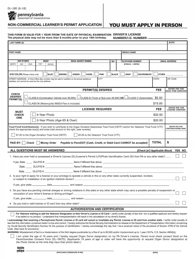 form dl 180 2018-2019 Preview on Page 1