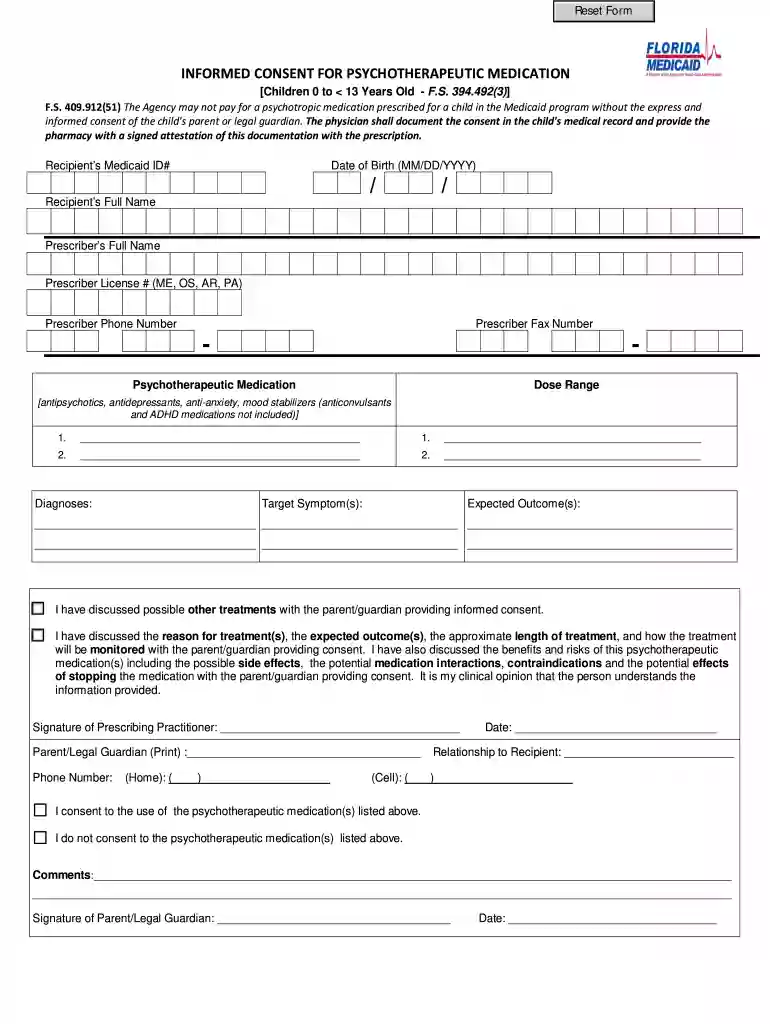 informed consent for psychotropic medications form florida Preview on Page 1