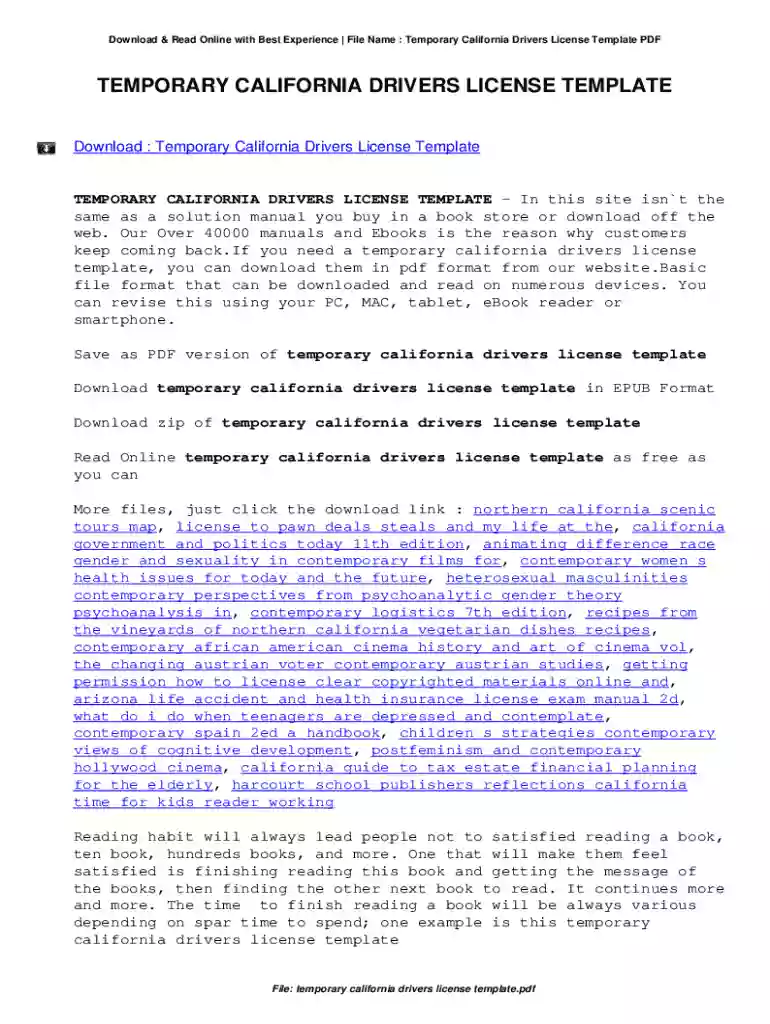 dmv temporary license print out Preview on Page 1