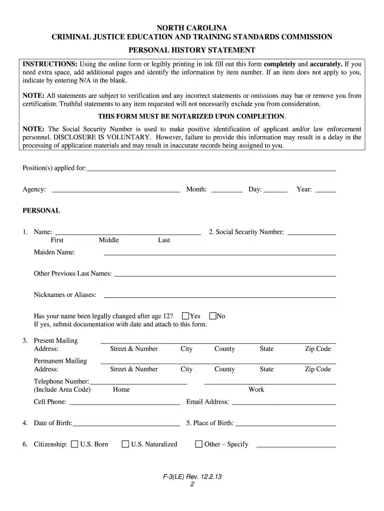 nc training and standards forms Preview on Page 1