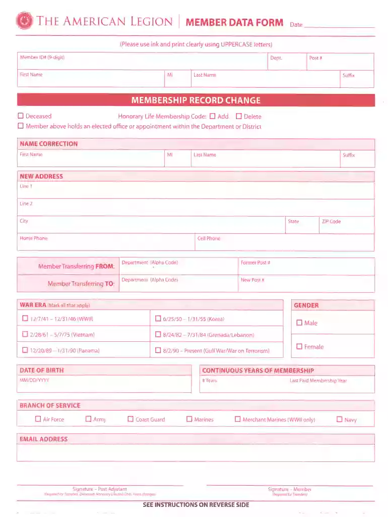 american legion transfer form Preview on Page 1