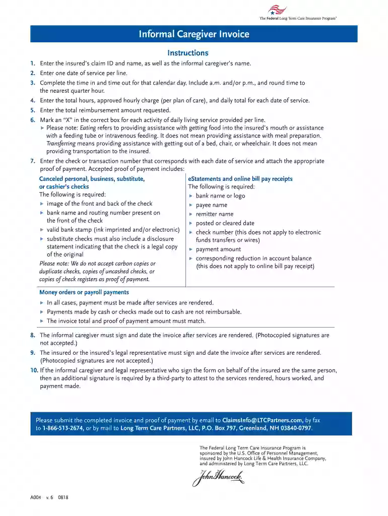 caregiver invoice template Preview on Page 1