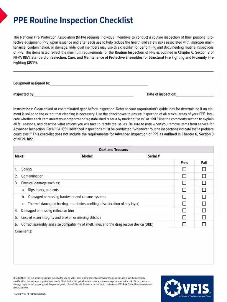 ppe inspection checklist word Preview on Page 1