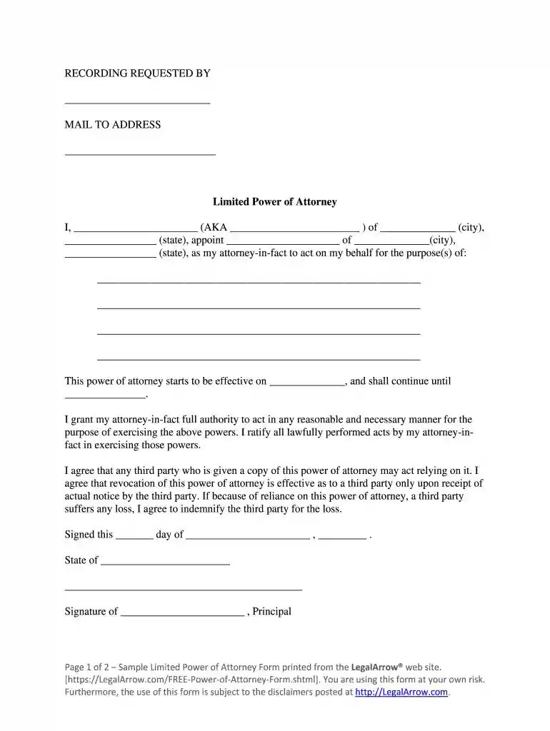 how to fill out a limited power of attorney form Preview on Page 1