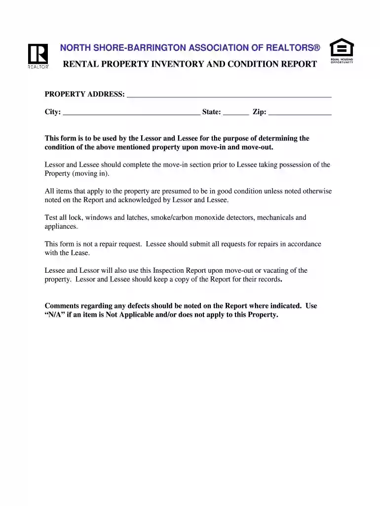 texas realtors residential lease inventory and condition form Preview on Page 1