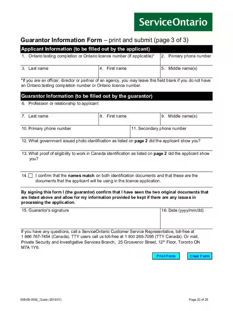 guarantor form Preview on Page 1