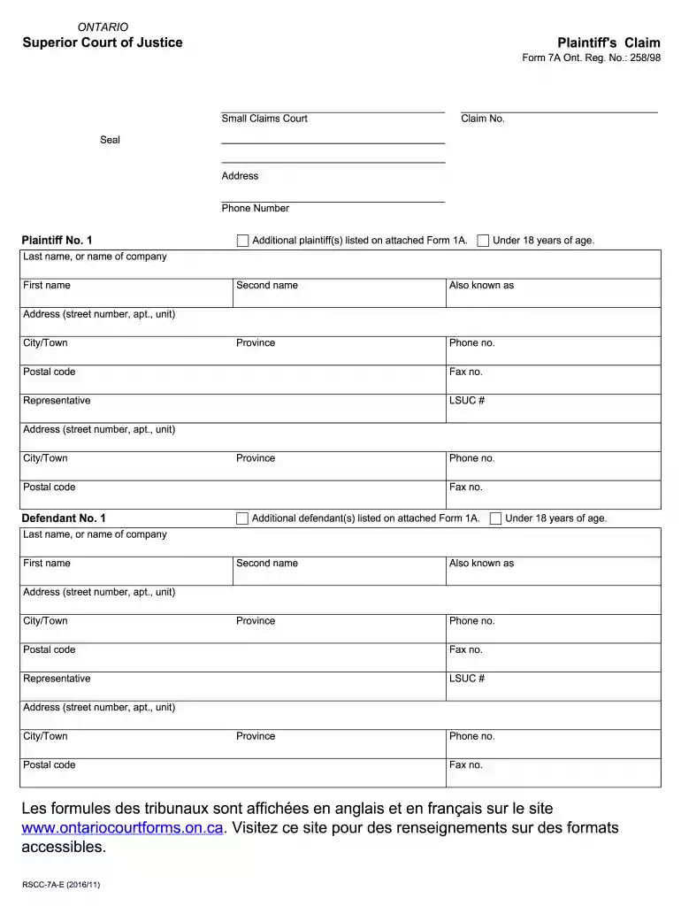 small claims court forms Preview on Page 1