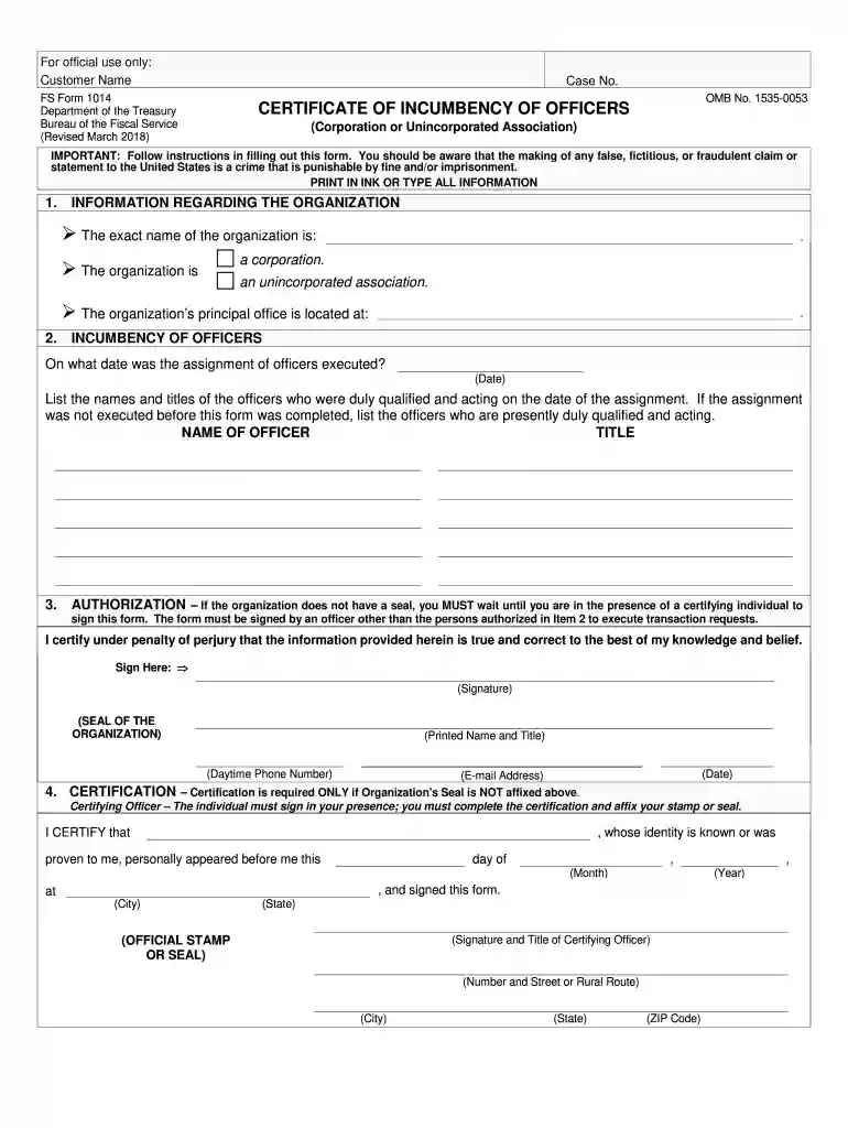 form 1014 Preview on Page 1