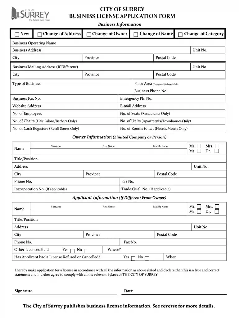 city of surrey business license renewal Preview on Page 1