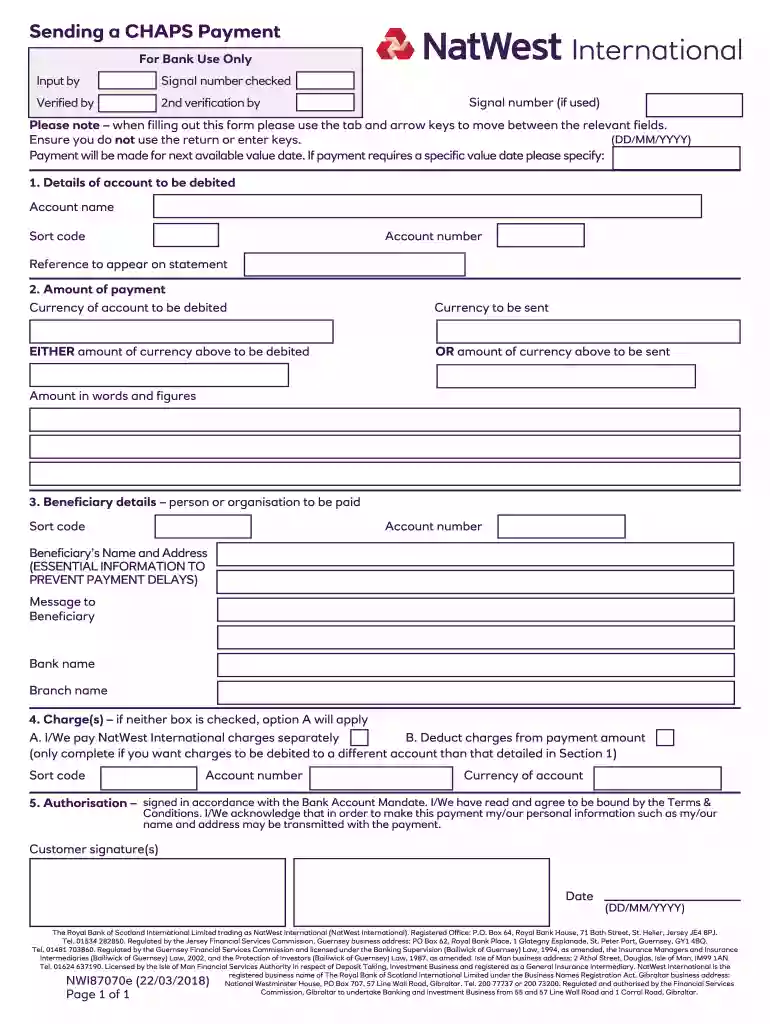 natwest chaps form Preview on Page 1