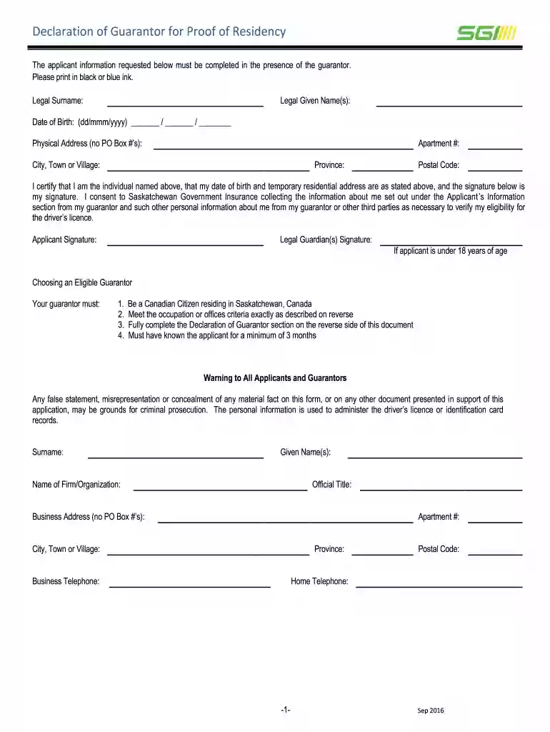 guarantor form security Preview on Page 1