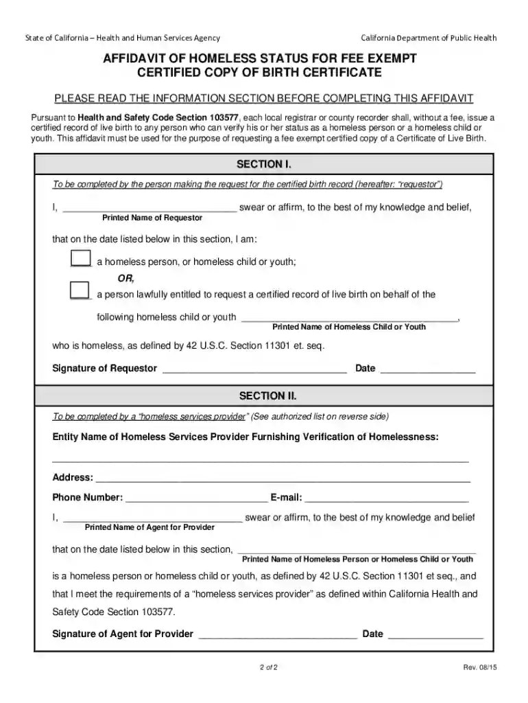 homeless affidavit Preview on Page 1