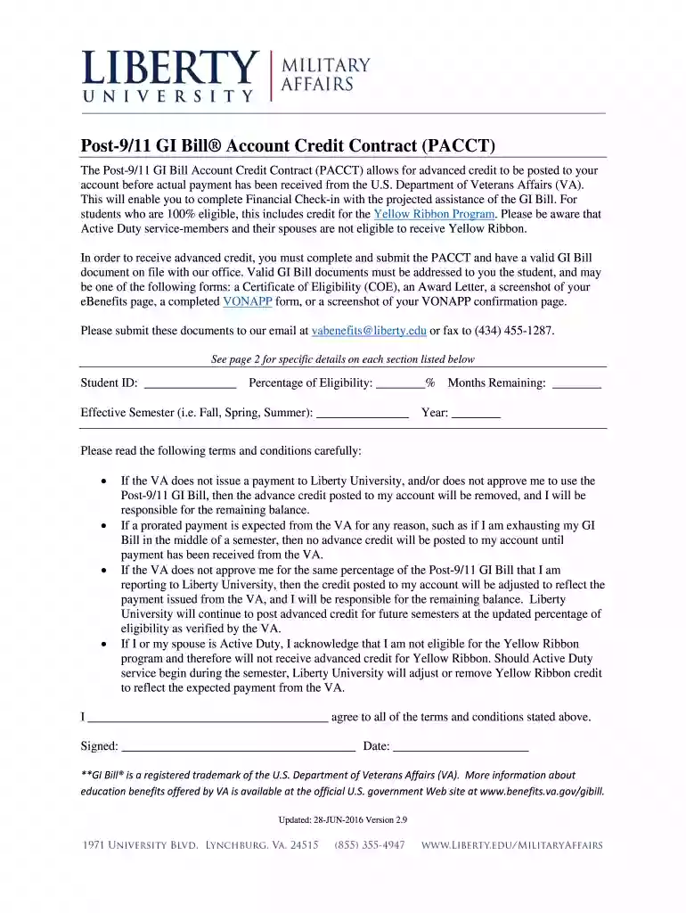Post-9/11 GI Bill Account Credit Contract ... - Liberty... Preview on Page 1