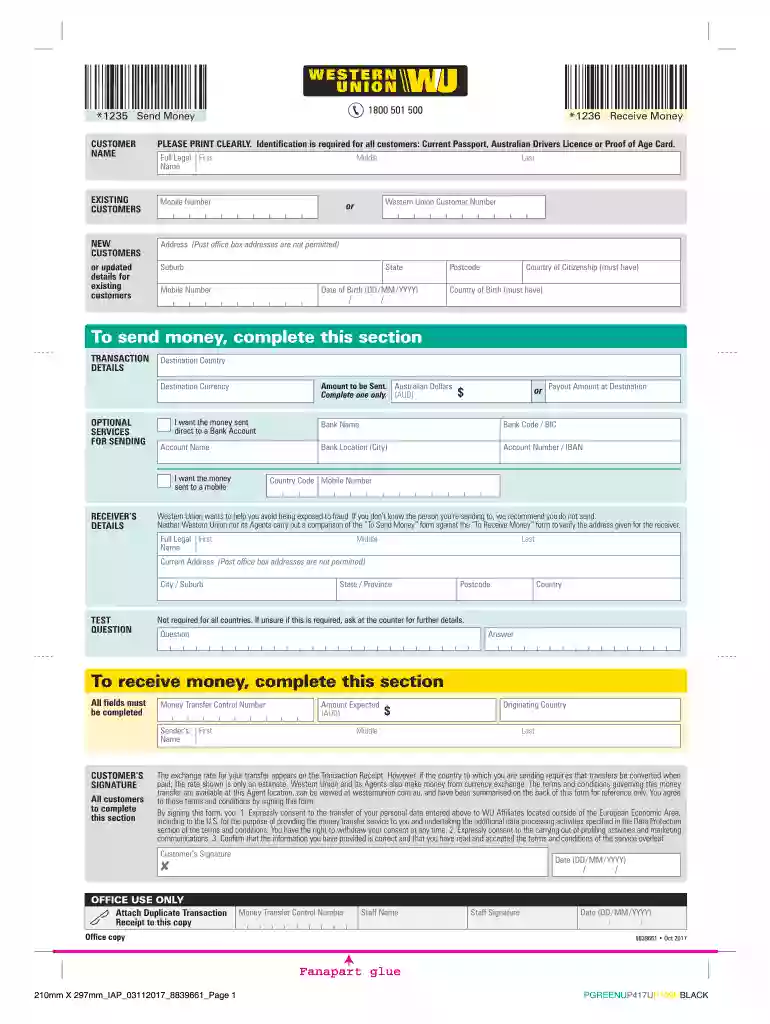 western union form Preview on Page 1