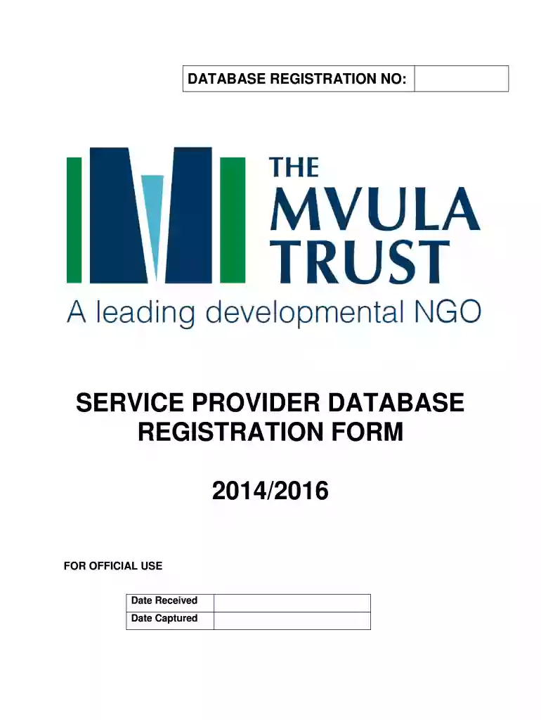 the mvula trust database registration forms Preview on Page 1