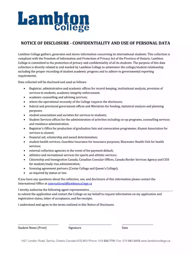 notice of disclosure Preview on Page 1