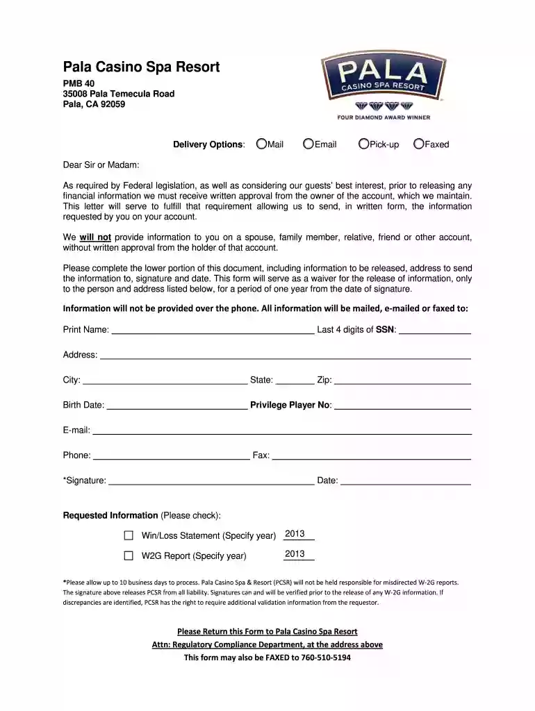pala win loss statement Preview on Page 1