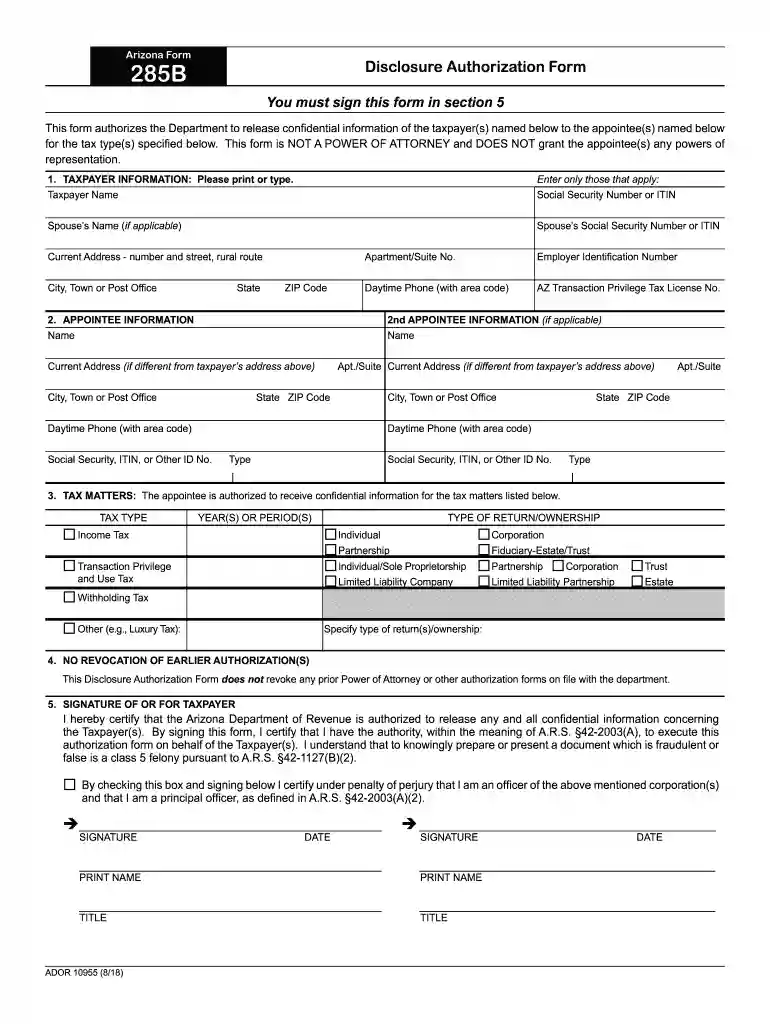 az form 285 instructions Preview on Page 1
