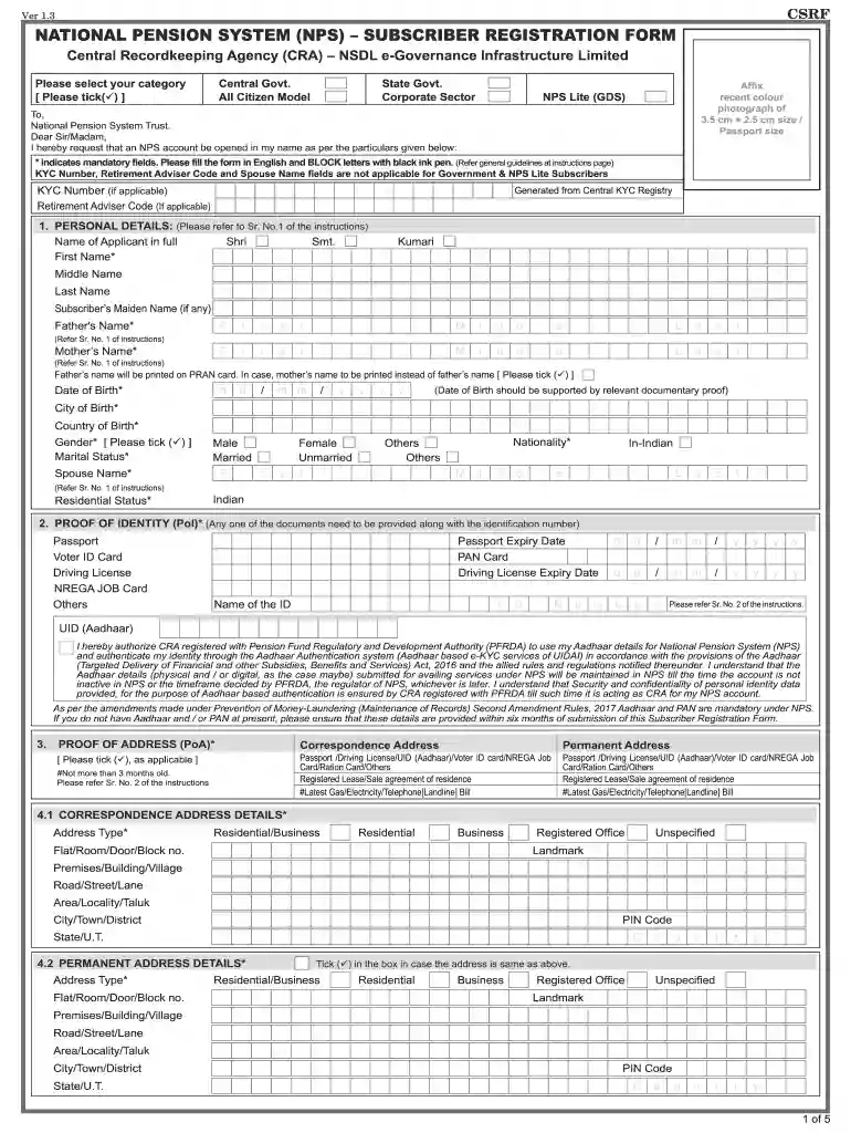nps form pdf for state govt employees Preview on Page 1