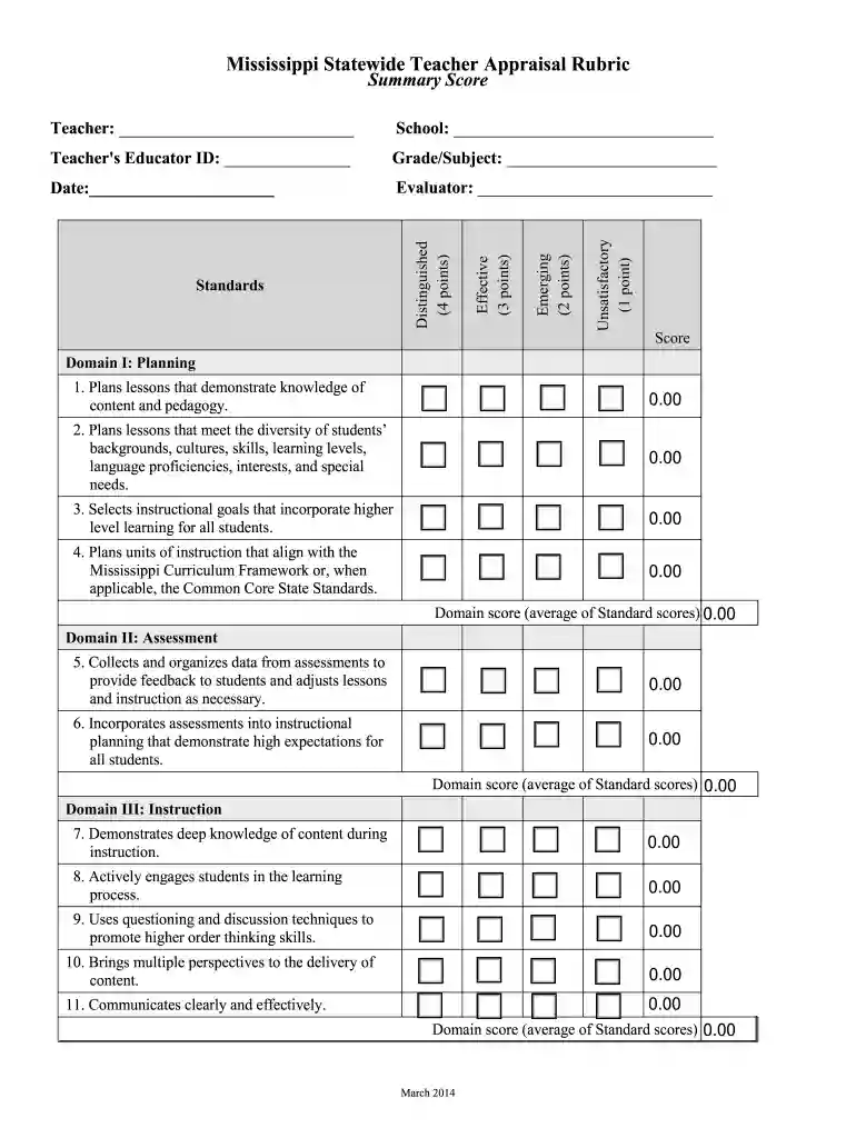 teacher growth rubric Preview on Page 1