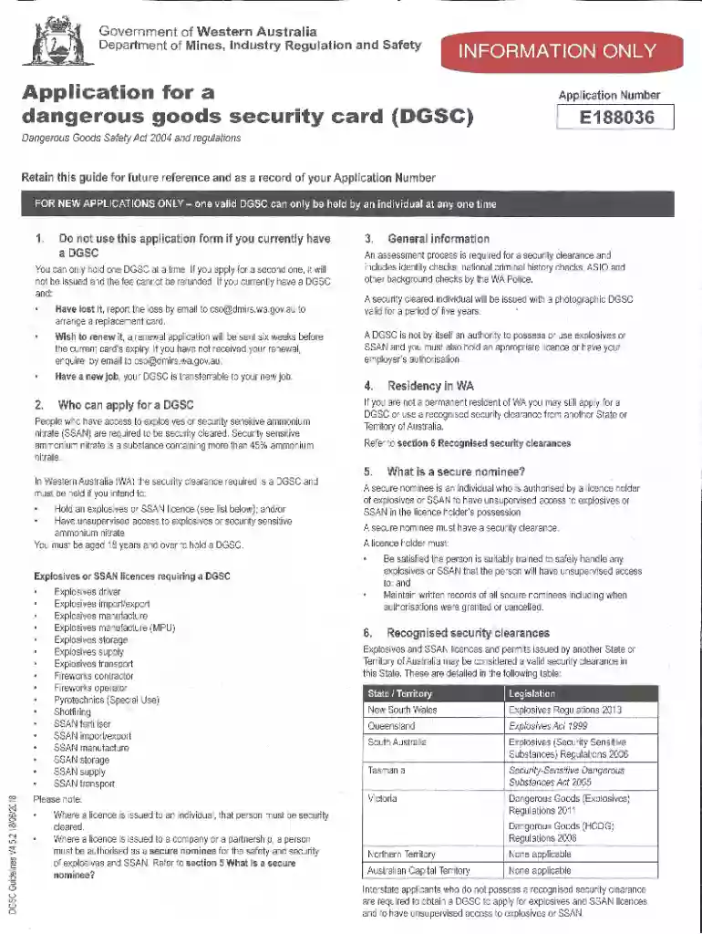 dangerous goods security card Preview on Page 1