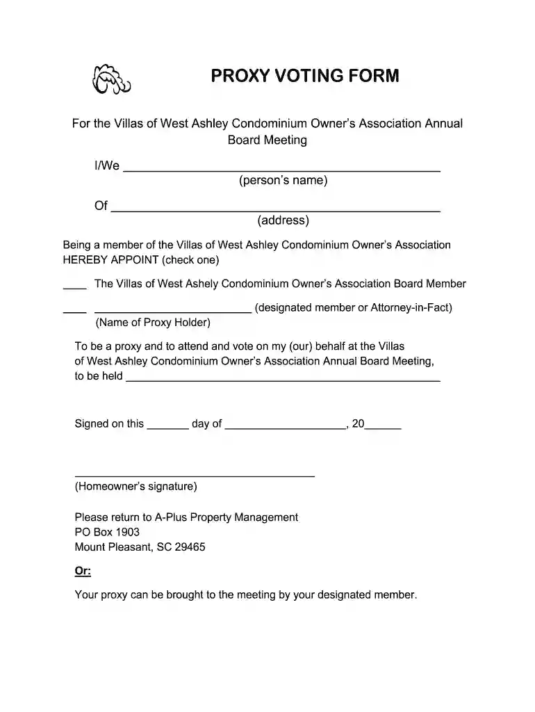 proxy vote form Preview on Page 1