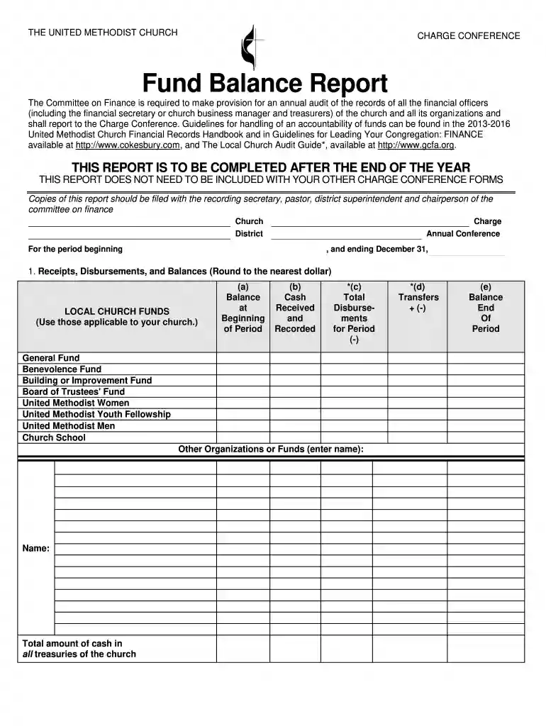 methodist fund balance report Preview on Page 1
