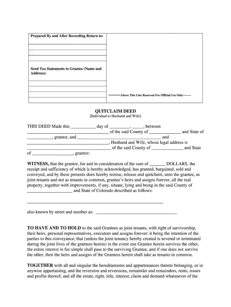 denver county quit claim deed Preview on Page 1