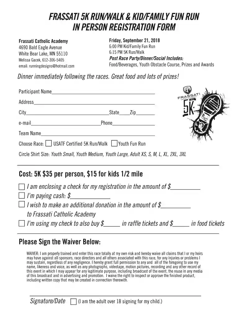 fun run registration form Preview on Page 1