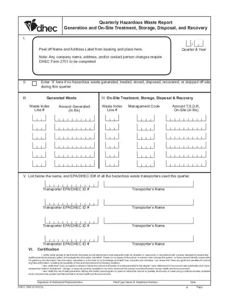 2013 SC DHEC 1962 Preview on Page 1