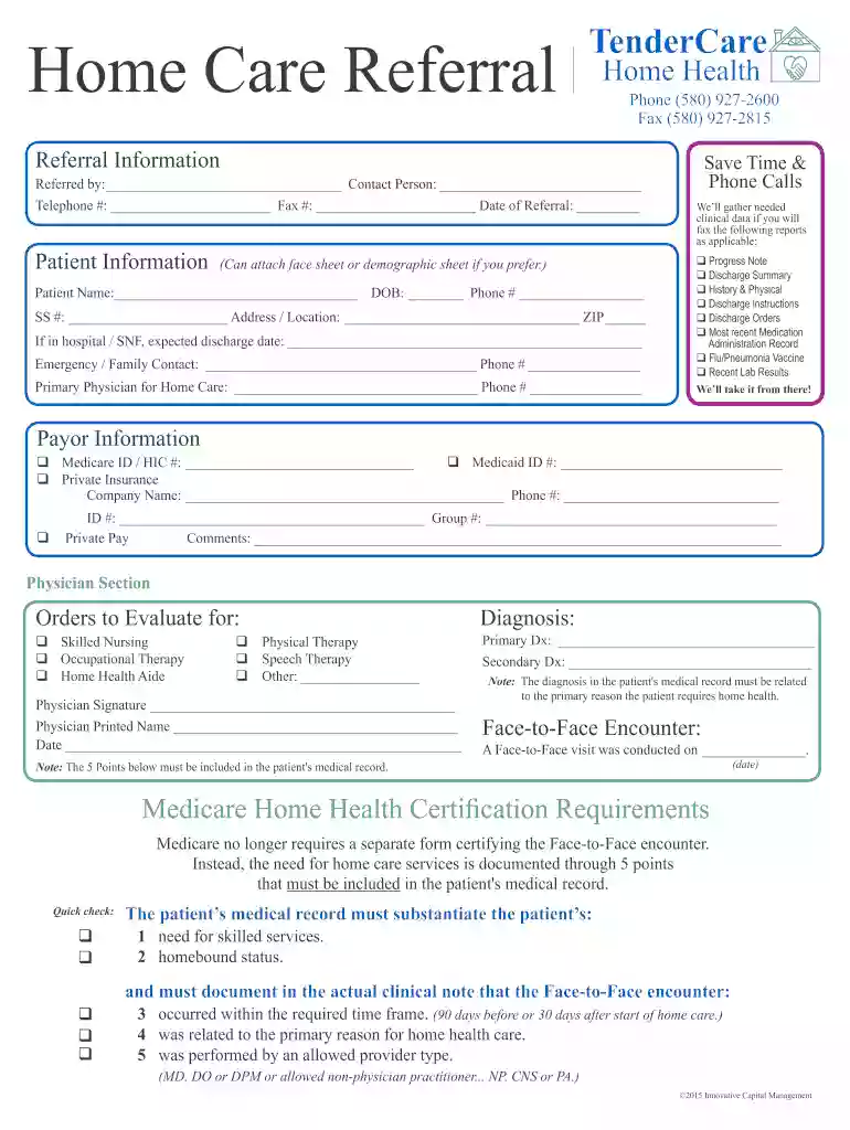 homecare referral form Preview on Page 1