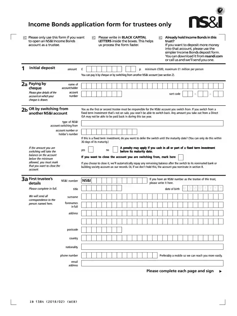 Income Bonds application form for trustees only Preview on Page 1