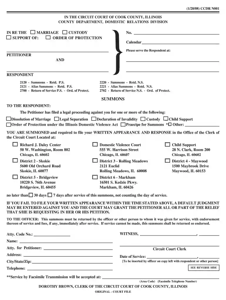 cook county summons Preview on Page 1