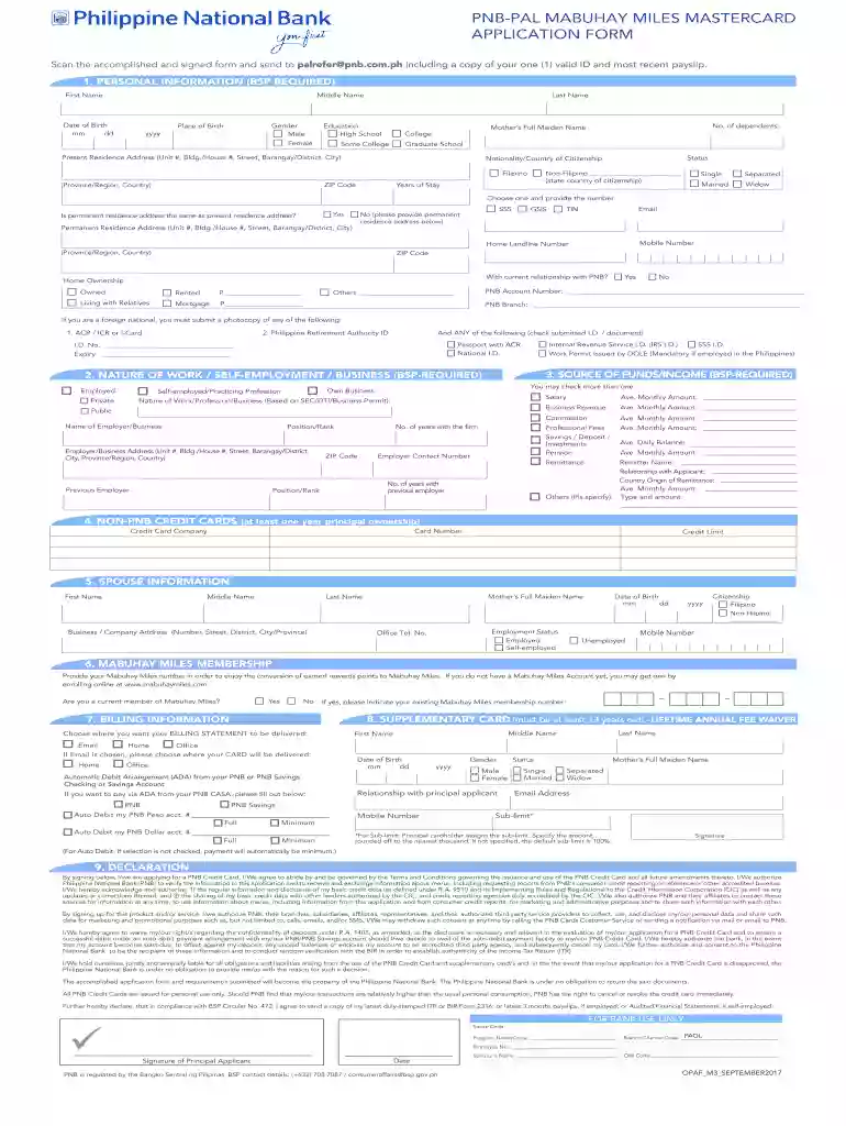 pnb credit card application form Preview on Page 1