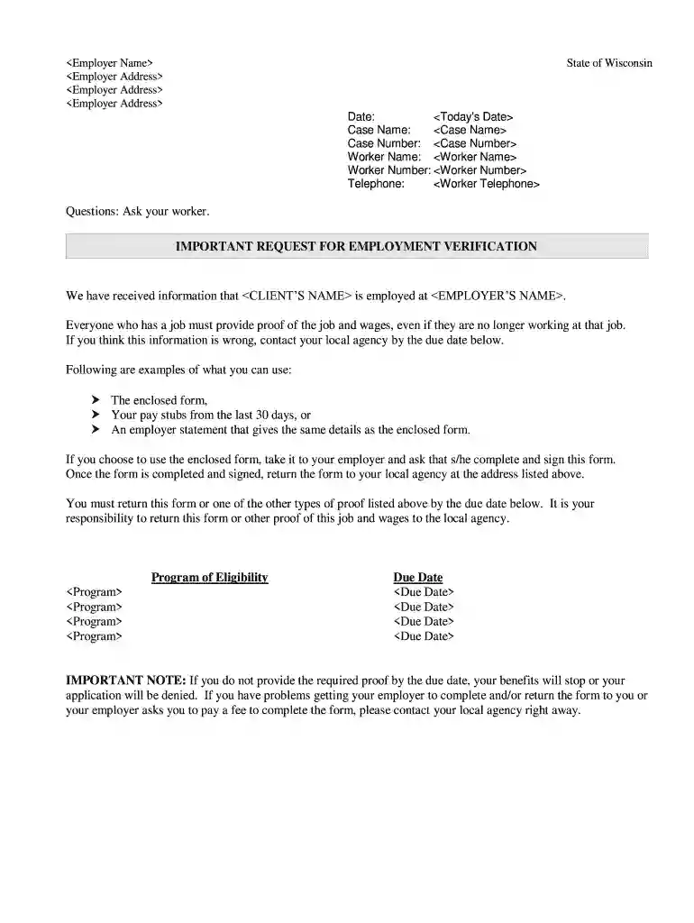 employer verification of earnings form Preview on Page 1