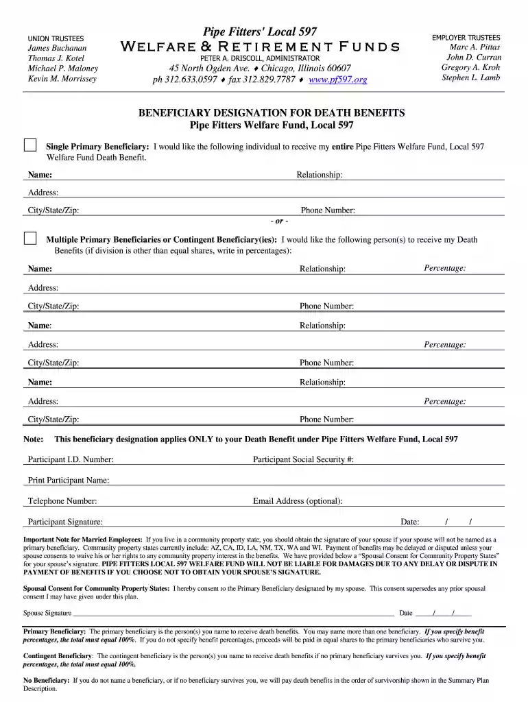 local 597 death benefits Preview on Page 1