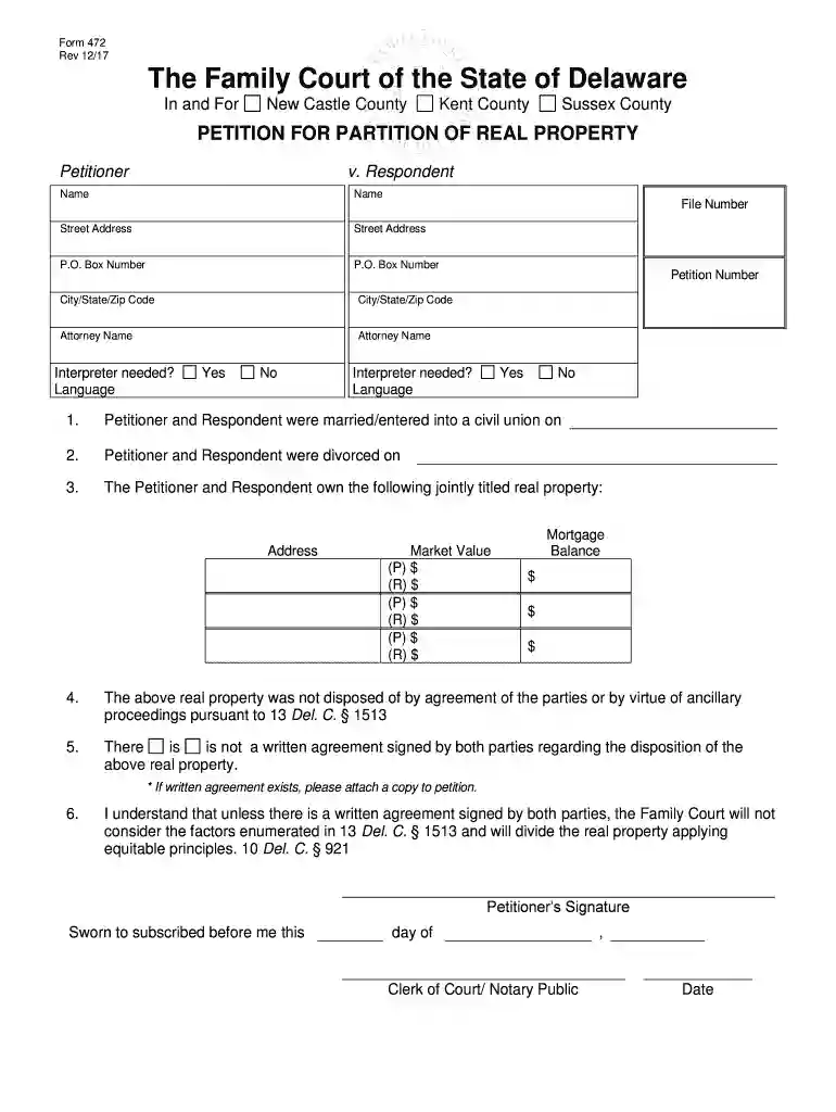 petition to partition form Preview on Page 1