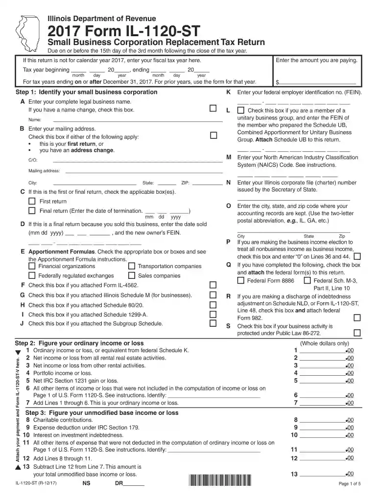 2018 form il 1120 st Preview on Page 1