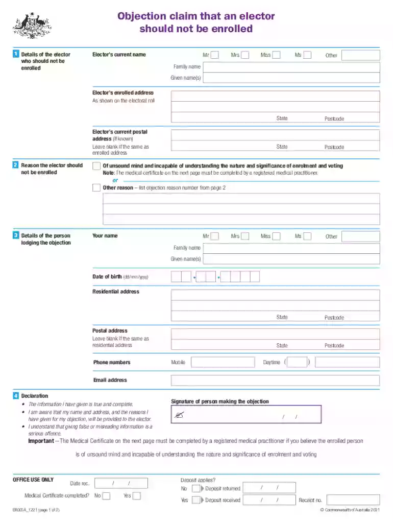 aec objection claim form Preview on Page 1