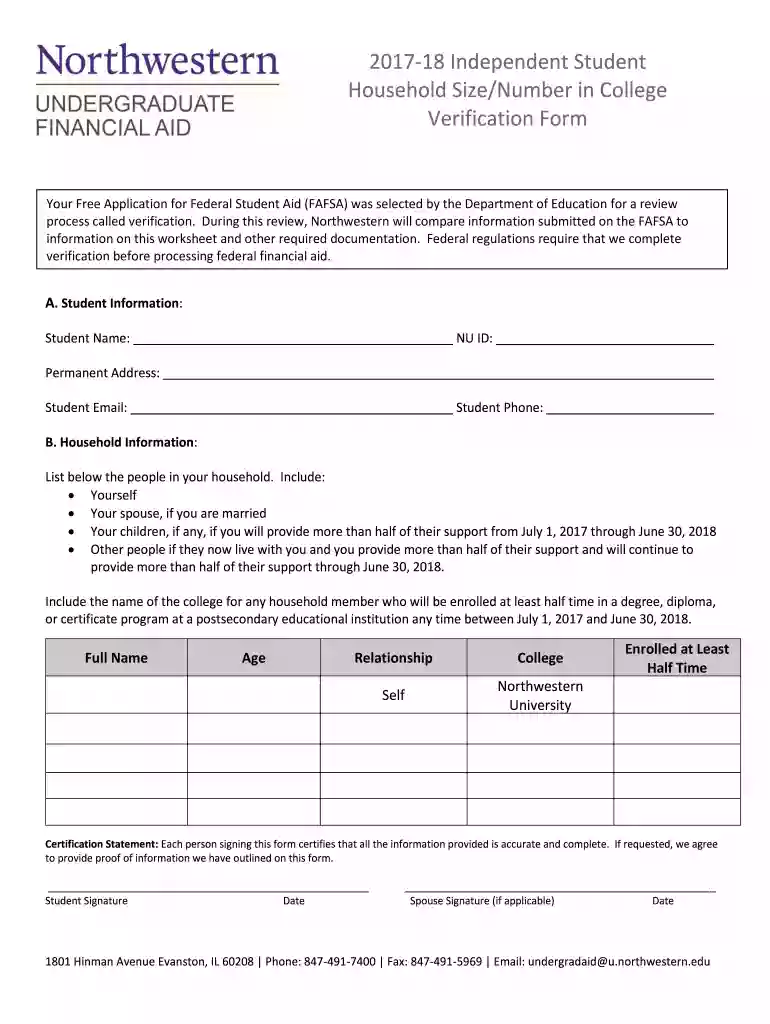 household verification form Preview on Page 1