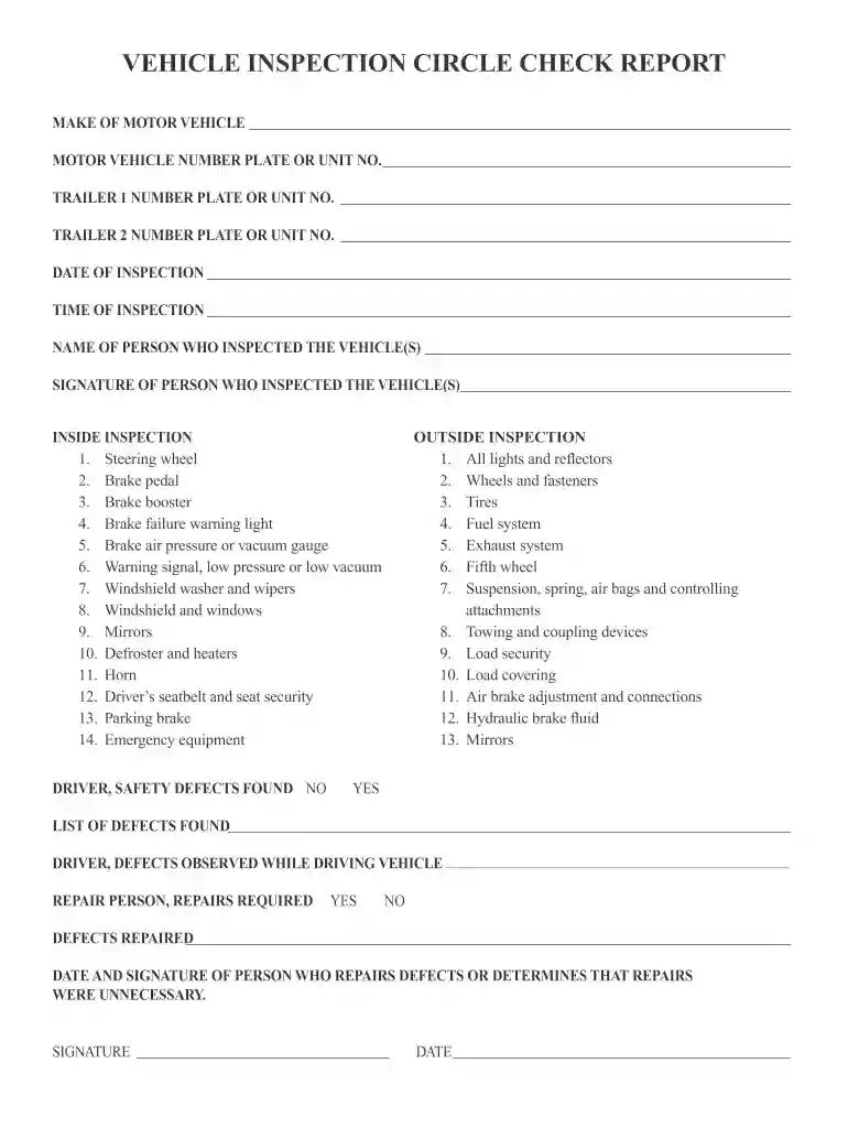 daily vehicle inspection report ontario pdf Preview on Page 1