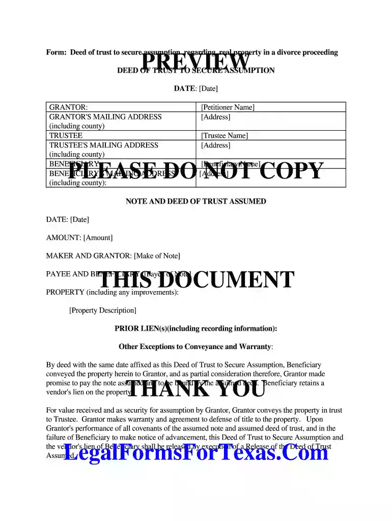 deed of trust to secure assumption Preview on Page 1
