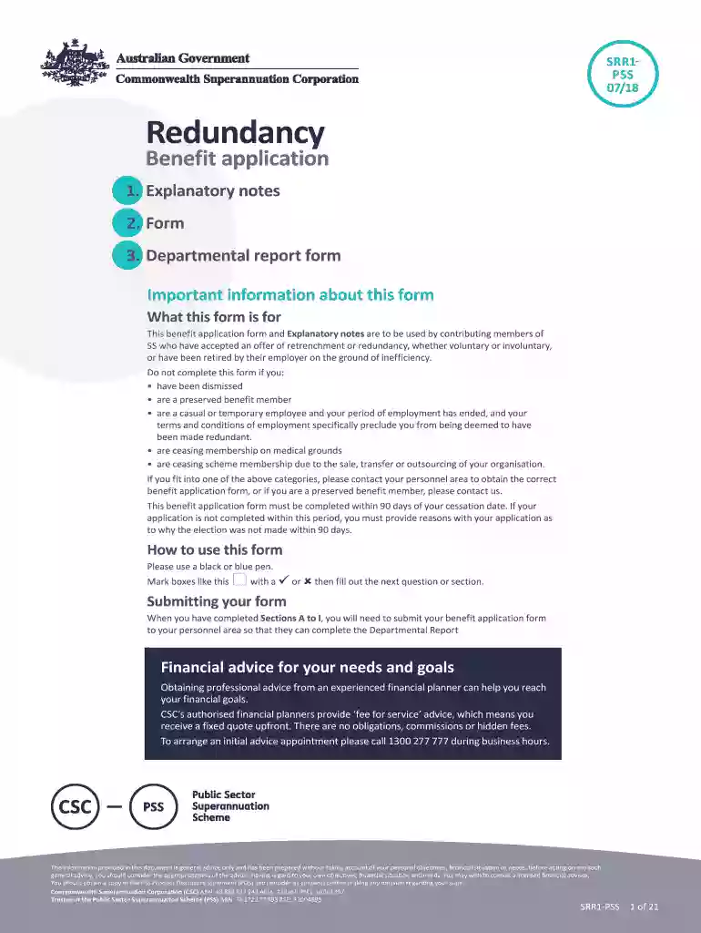 Redundancy benefit application Redundancy benefit application Preview on Page 1