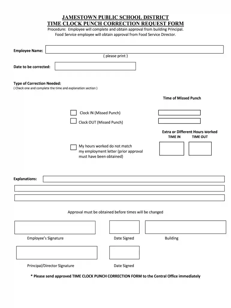 time clock correction form Preview on Page 1