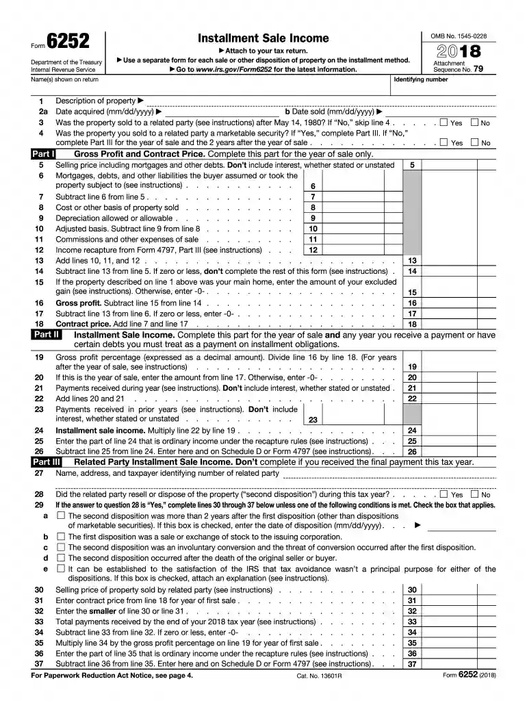 2022 form 6252 Preview on Page 1